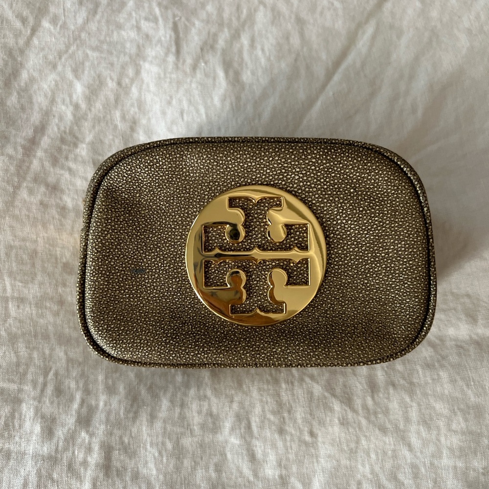 Tory Burch Metallic Gold Makeup Pouch